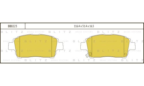 Колодки тормозные дисковые Blitz, передние, комплект на ось (4 шт), арт. BB0223