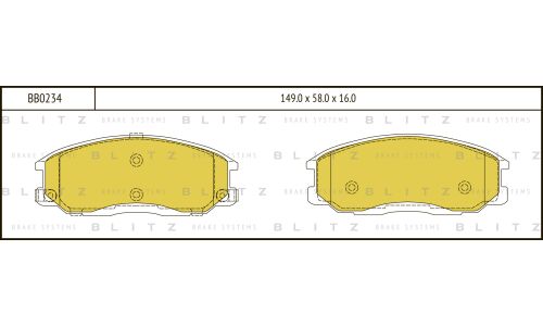 Колодки тормозные дисковые Blitz, передние, комплект на ось (4 шт), арт. BB0234