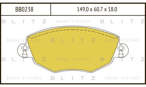 Колодки тормозные дисковые Blitz, передние, комплект на ось (4 шт), арт. BB0238