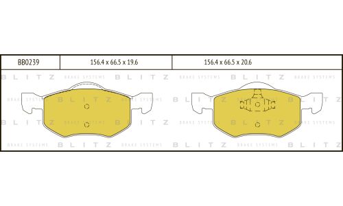 Колодки тормозные дисковые Blitz, передние, комплект на ось (4 шт), арт. BB0239