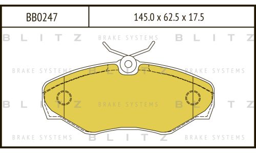 Колодки тормозные дисковые Blitz, передние, комплект на ось (4 шт), арт. BB0247