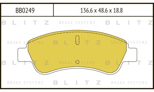 Колодки тормозные дисковые Blitz, передние, комплект на ось (4 шт), арт. BB0249