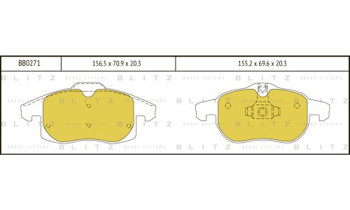 Колодки тормозные дисковые Blitz, передние, комплект на ось (4 шт), арт. BB0271