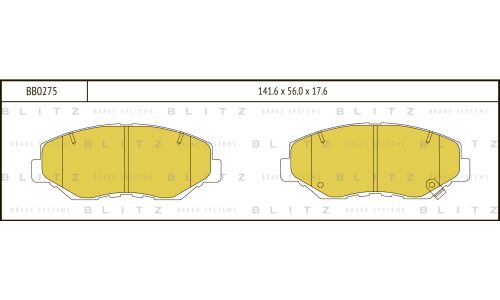 Колодки тормозные дисковые Blitz, передние, комплект на ось (4 шт), арт. BB0275