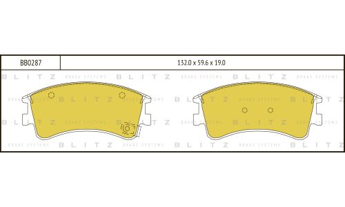 Колодки тормозные дисковые Blitz, передние, комплект на ось (4 шт), арт. BB0287
