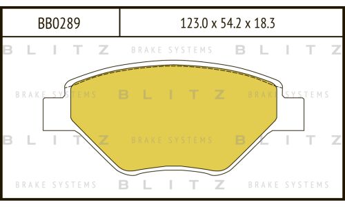 Колодки тормозные дисковые Blitz, передние, комплект на ось (4 шт), арт. BB0289