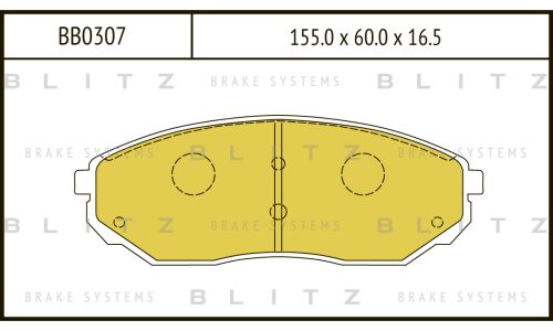 Колодки тормозные дисковые Blitz, передние, комплект на ось (4 шт), арт. BB0307