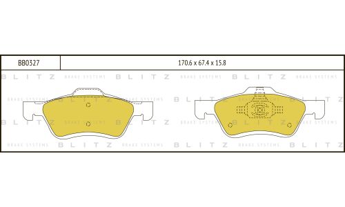 Колодки тормозные дисковые Blitz, передние, комплект на ось (4 шт), арт. BB0327