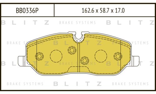 Колодки тормозные дисковые Blitz Performance, передние, комплект на ось (4 шт), арт. BB0336P