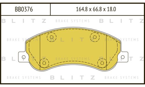 Колодки тормозные дисковые Blitz, передние, комплект на ось (4 шт), арт. BB0376