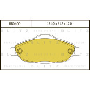Колодки тормозные дисковые Blitz, передние, комплект на ось (4 шт), арт. BB0409