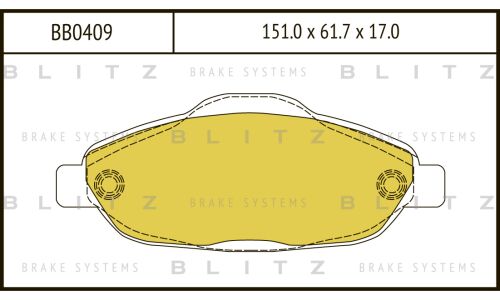 Колодки тормозные дисковые Blitz, передние, комплект на ось (4 шт), арт. BB0409