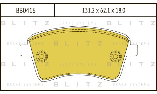 Колодки тормозные дисковые Blitz, передние, комплект на ось (4 шт), арт. BB0416