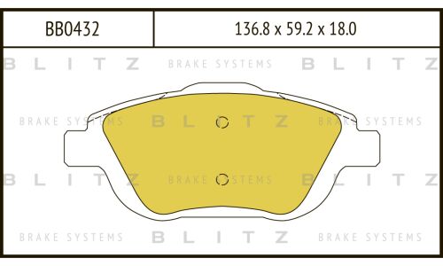 Колодки тормозные дисковые Blitz, передние, комплект на ось (4 шт), арт. BB0432