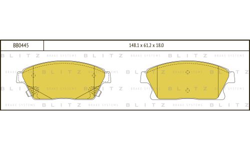 Колодки тормозные дисковые Blitz, передние, комплект на ось (4 шт), арт. BB0445