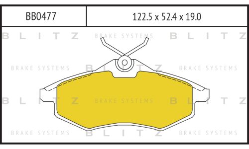 Колодки тормозные дисковые Blitz, передние, комплект на ось (4 шт), арт. BB0477