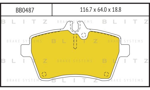 Колодки тормозные дисковые Blitz, передние, комплект на ось (4 шт), арт. BB0487