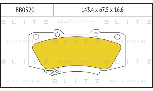 Колодки тормозные дисковые Blitz, передние, комплект на ось (4 шт), арт. BB0520