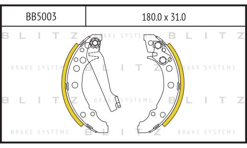 Колодки тормозные барабанные Blitz, комплект на ось (4 шт), арт. BB5003