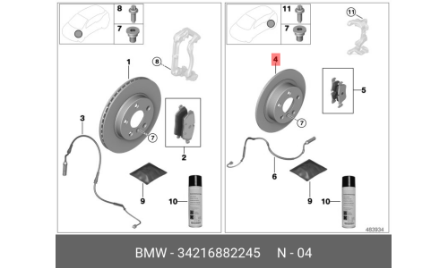 Диск тормозной Зд Л | зад BMW, арт. 34216882245
