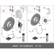 Колодки тормозные дисковые BMW, передние, комплект на ось (4 шт), арт. 34116883469
