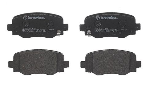 Колодки тормозные дисковые Brembo, комплект на ось (4 шт), арт. P37020