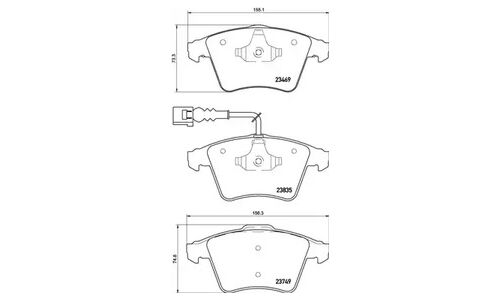 Колодки тормозные дисковые Brembo, комплект на ось (4 шт), арт. P85149