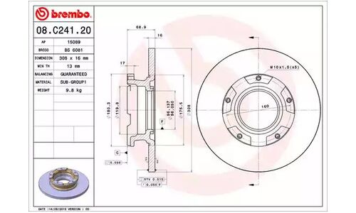 Диск тормозной Brembo, арт. 08C24120
