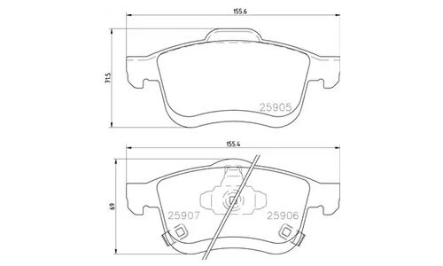 Колодки тормозные дисковые Brembo, комплект на ось (4 шт), арт. P23167