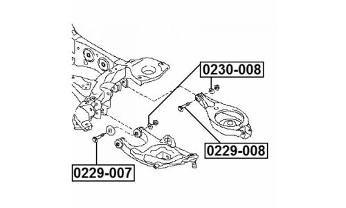 Болт регулировочный (эксцентрик) Febest 0229-007, для Nissan/Infiniti (OEM 54580-1LA0B, 54580-1LA1B, 54580-1LA1A, 54580-1LA0A)