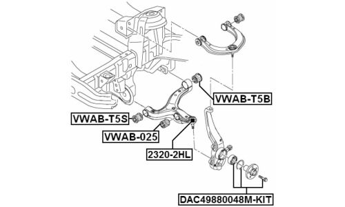 Подшипник ступичный ремкомплект 49x88x48 | перед прав/лев Febest, арт. DAC49880048M-KIT