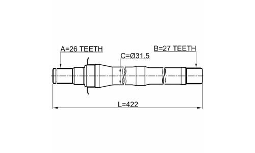 Полуось Febest, передняя, правая, арт. 1212-IX35MT5