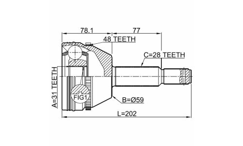 ШРУС Febest, внешний, арт. 2110-TRD9A48