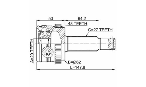 ШРУС Febest, задний, наружный, арт. 1210-IX35A48R