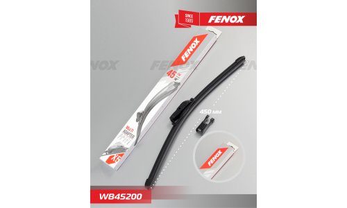 Щётка стеклоочистителя Fenox 450мм (18") бескаркасная, всесезонная, со спойлером, 5 переходников, 1 шт, арт. WB45200