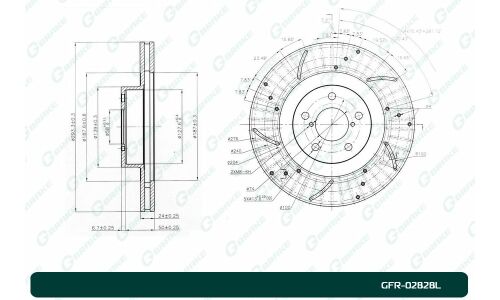 Диск тормозной перфорированный G-brake GFR-02828L левый | перед G-brake, арт. GFR02828L