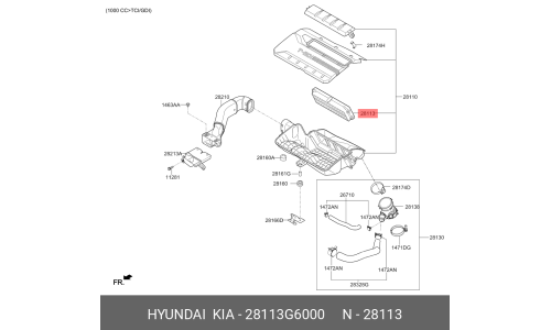 Фильтр воздушный Hyundai/Kia, арт. 28113-G6000