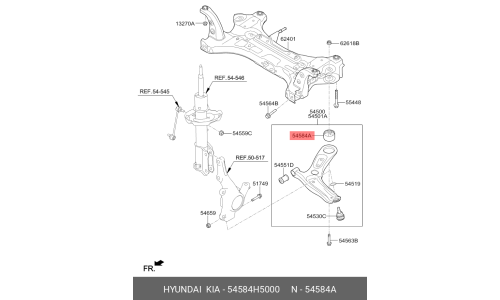 Сайлентблок рычага подвески | перед прав/лев Hyundai/Kia, арт. 54584H5000