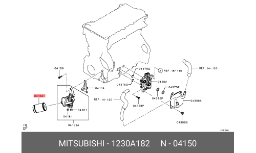Фильтр масляный Mitsubishi, арт. 1230A182