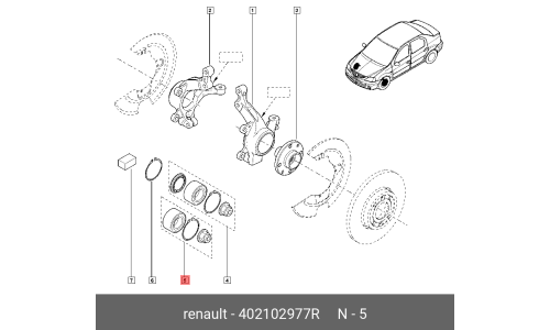 Подшипник ступицы колеса | перед | ( 402101554R ) Renault, арт. 40 21 029 77R