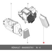 Фильтр воздушный Renault, для Logan / Dokker / Lodgy, арт. 8660003761