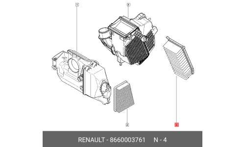 Фильтр воздушный Renault, для Logan / Dokker / Lodgy, арт. 8660003761