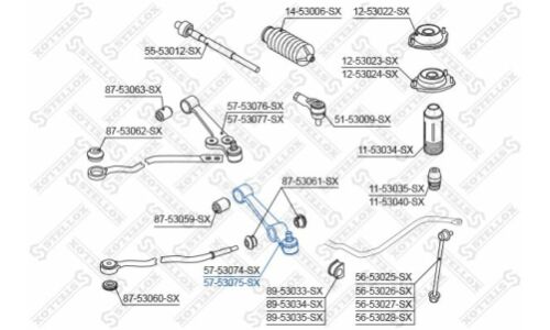 Рычаг нижн. пер. л. KIA Rio all 00-02 V | перед лев Stellox, арт. 57-53075A-SX