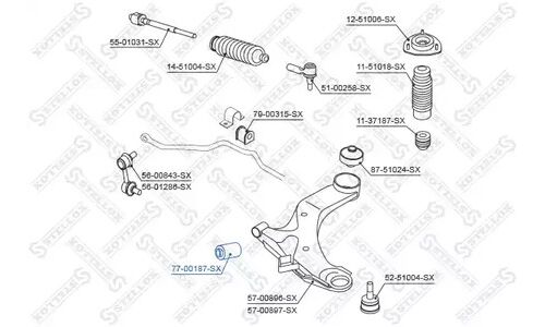 Сайлентблок Stellox, для Hyundai Accent, арт. 77-00187-SX