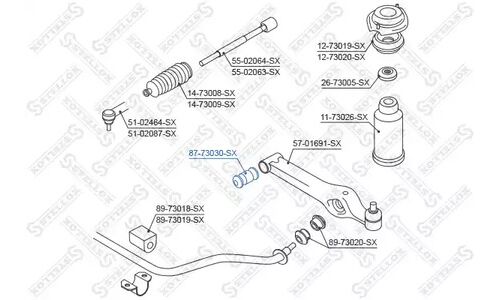 С/б рычага внутр. Daewoo Matiz 98> | перед Stellox, арт. 87-73030-SX