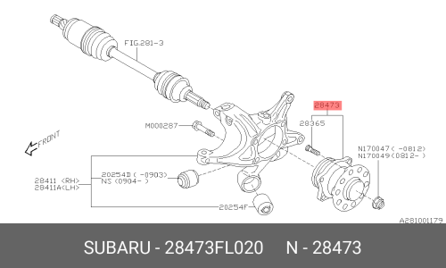 Ступица колеса Subaru, арт. 28473-FL020