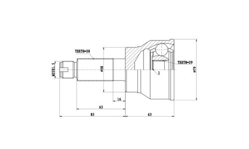 ШРУС наружный | перед прав/лев ZIKMAR, арт. Z87390R