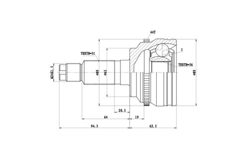 ШРУС Zikmar, передний, левый, наружный, арт. Z87257R