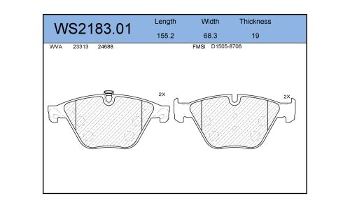 Колодки тормозные дисковые Jeenice, комплект на ось (4 шт), арт. WS2183.01