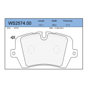 Колодки тормозные дисковые Jeenice, комплект на ось (4 шт), арт. WS2574.00